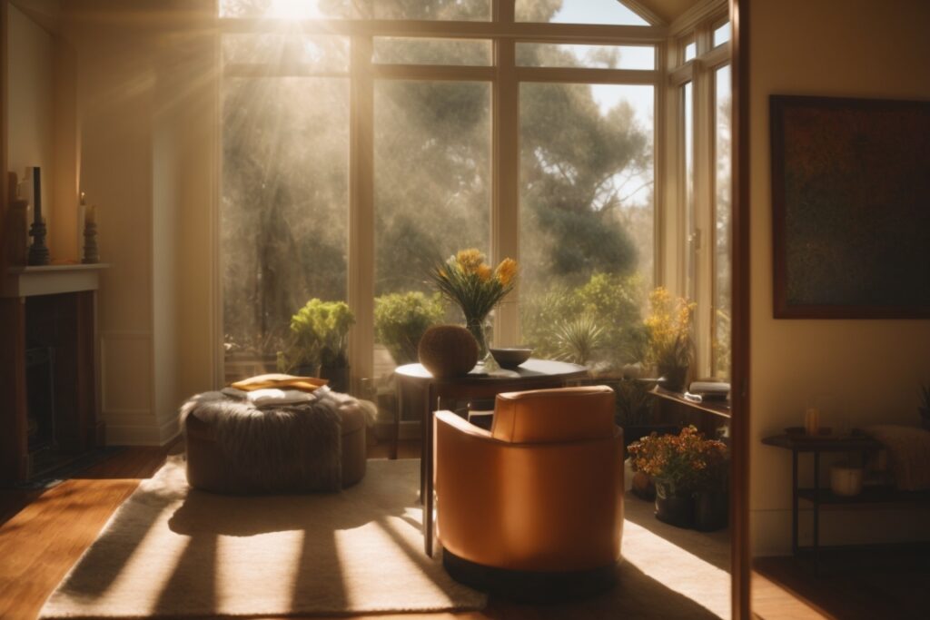 San Diego home interior with sun shining through window film
