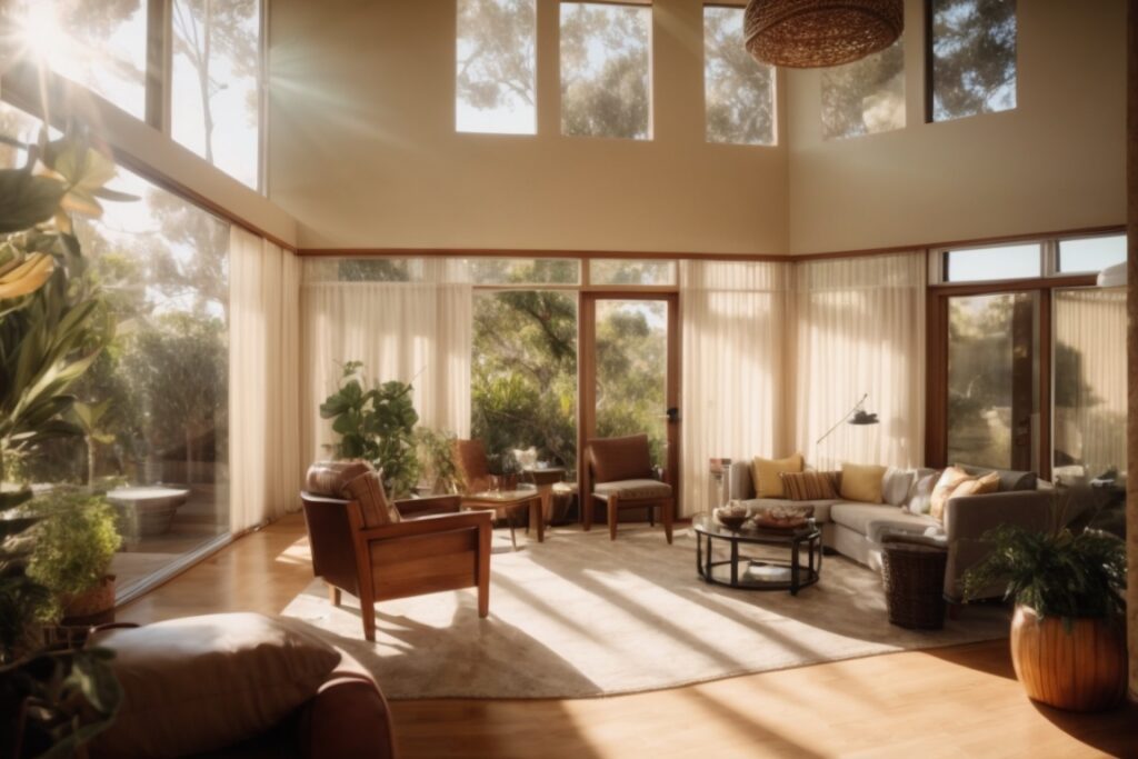 San Diego home with sunlight filtering through window film