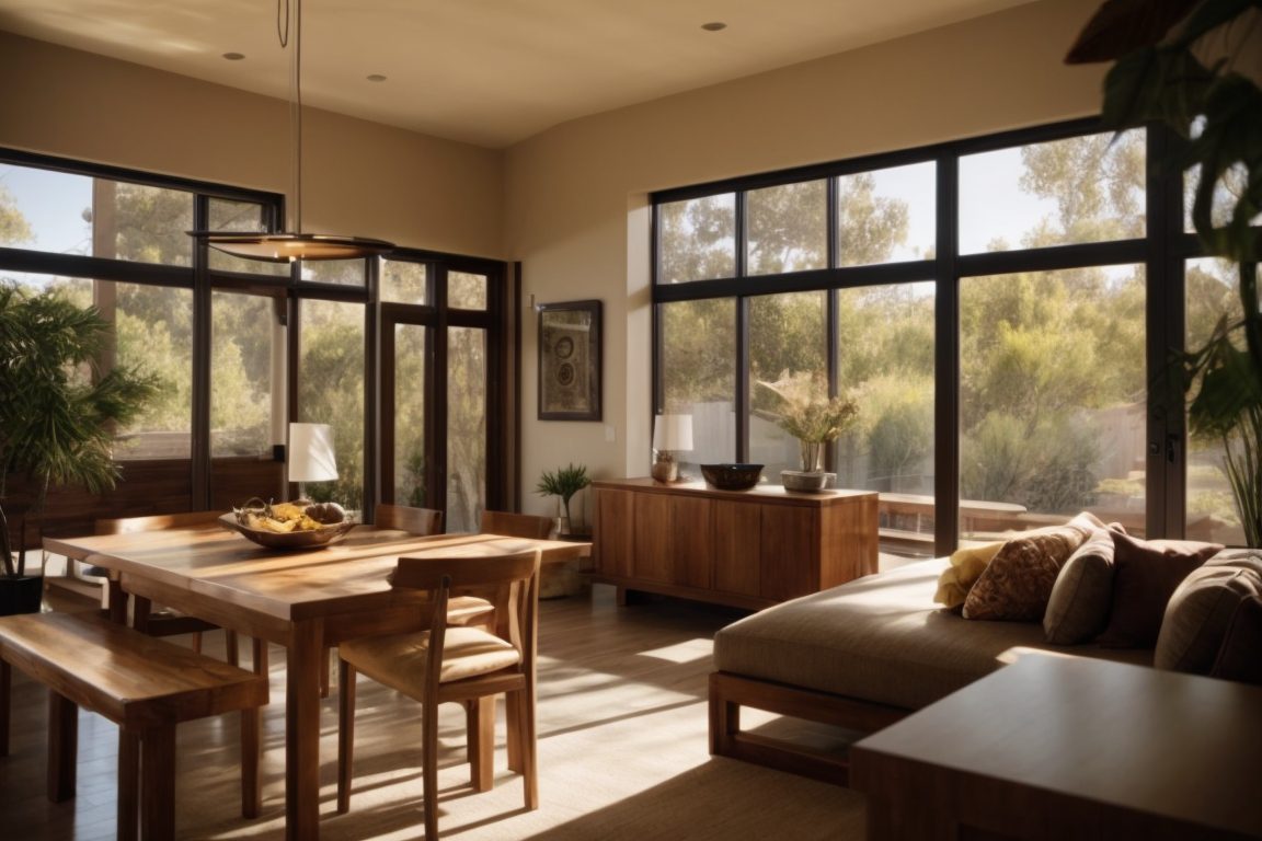 Interior of a San Diego home with tinted windows showing reduced sunlight