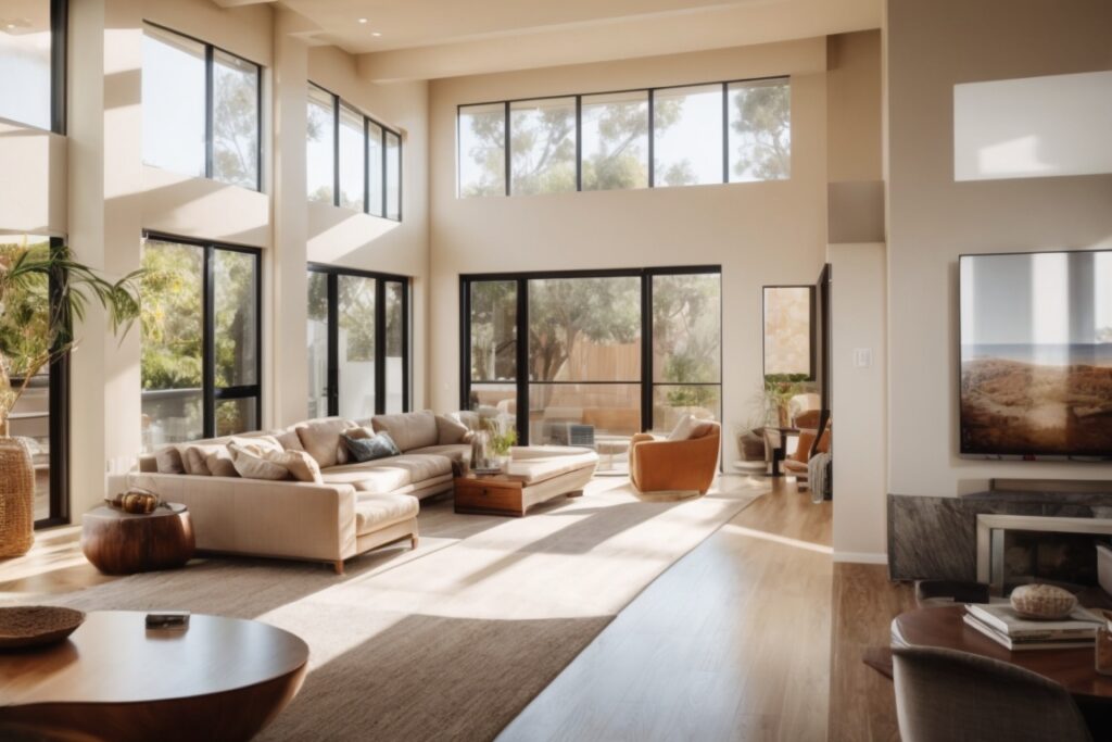 Sunny San Diego home interior with energy-efficient window film