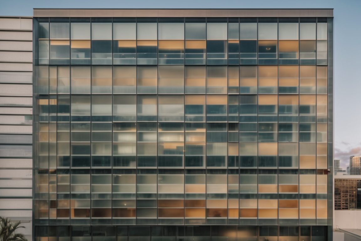 San Diego commercial building with artistically designed opaque windows