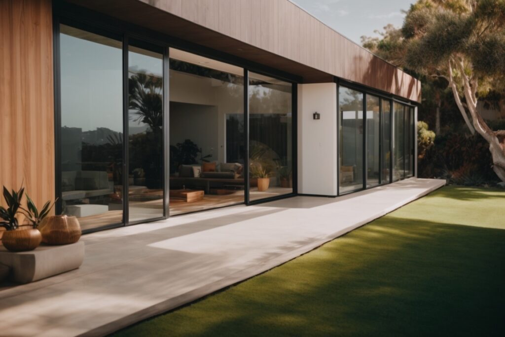 San Diego home with solar-reflective window tints, modern architecture