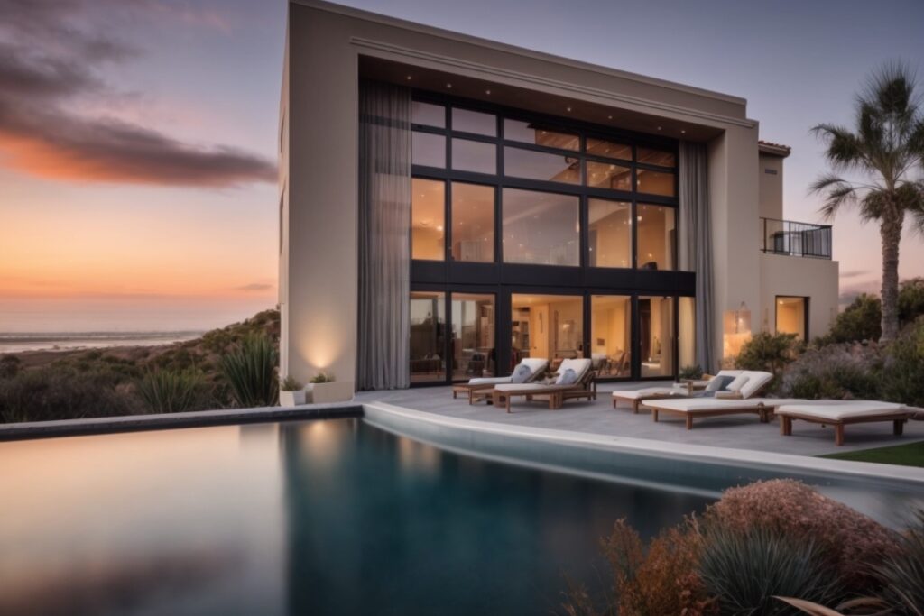 San Diego luxury home with frosted window films for privacy and style